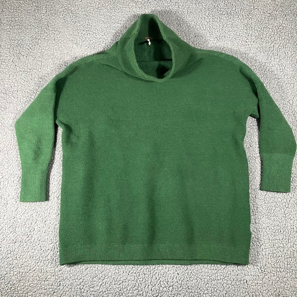 Free People Ottoman Slouchy Tunic Green Mock Neck Ribbed Knit Sweater Small